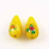 Yellow Satin Glass Drop Beads
