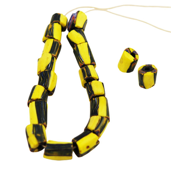 Antique Yellow Stripe African Trade Beads Strand – Estatebeads