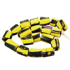 Antique Yellow Stripe African Trade Beads Strand