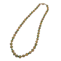Yellow Venetian Wedding Cake Beads Necklace - Italian Murano Glass