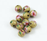 Cloisonne Yellow Round Beads Vintage Chinese