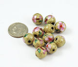 Cloisonne Yellow Round Beads Vintage