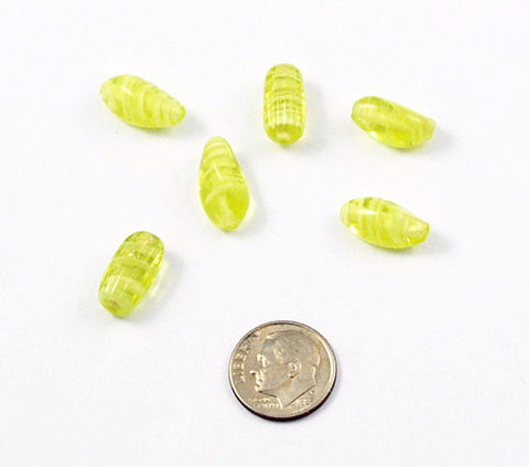 Yellow Lamp Work Glass Beads - Vintage Japanese