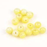 Yellow Opal Glass Round Beads - 8mm Vintage
