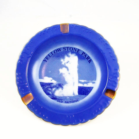 Vintage Yellowstone Park Blue Plate Ash Tray