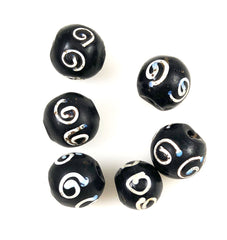 Antique Black White Zen Comma Trade Beads