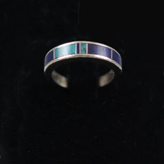 Zuni Inlaid Lapis and Turquoise Sterling Ring 6 Vintage
