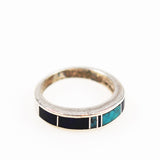 Zuni Inlaid Lapis and Turquoise Sterling Ring 6 Vintage