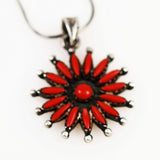 Zuni Red Coral Needlepoint Pendant