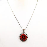 Zuni Red Coral Needlepoint Sterling Necklace 