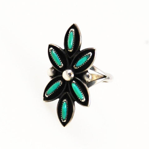 Zuni Turquoise Petit Point Native American Ring