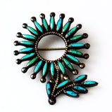 Zuni Turquoise Needlepoint Sterling Silver Brooch