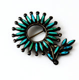 Zuni Turquoise Needlepoint Sterling Silver Brooch